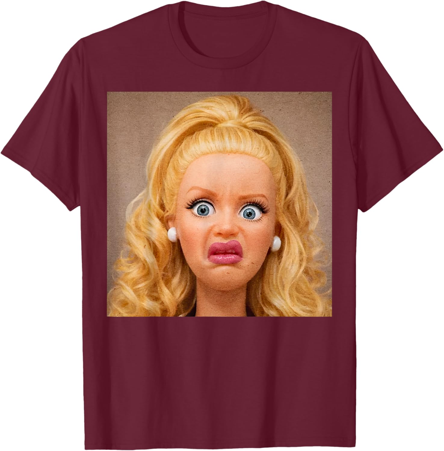 Funny Disgusting Doll face Meme Hilarious Sarcastic Gift T-Shirt - T-Shirt | Maroon