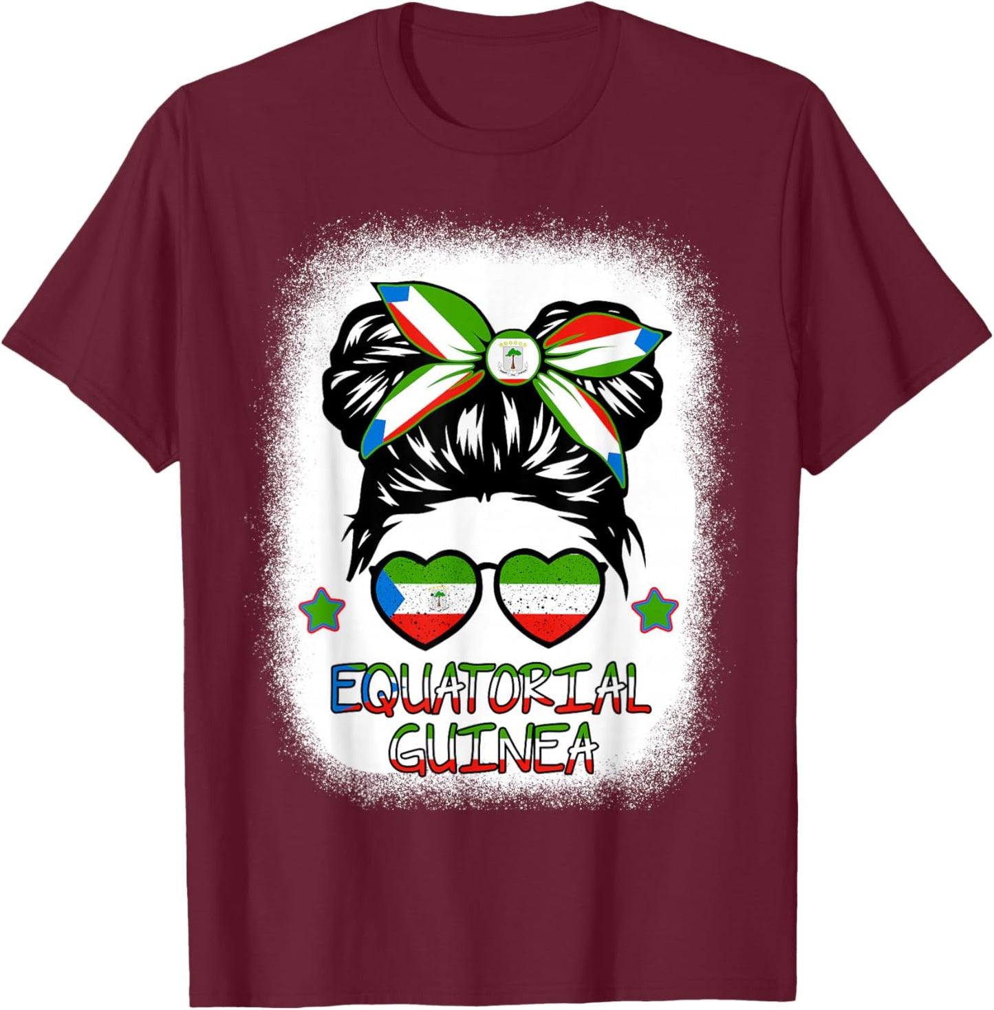 Girls Equatorial Guinea Flag Guinean Women Hispanic Heritage T-Shirt - T-Shirt | Maroon