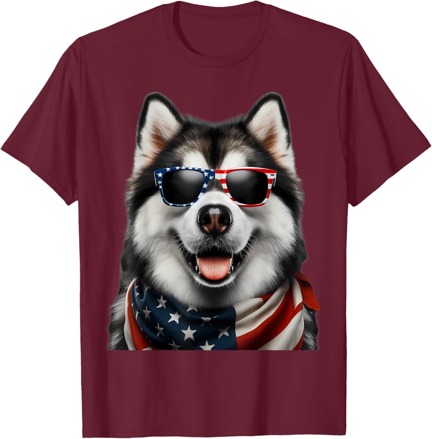 Alaskan Malamute Dog 4th Of July American Incependence Day Women Kids T-Shirt - T-Shirt | Maroon
