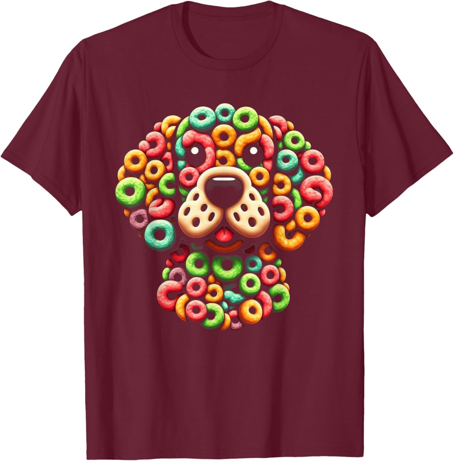 Fruit Loops Cat: Meaow Fruit Loops T-Shirt - T-Shirt | Maroon