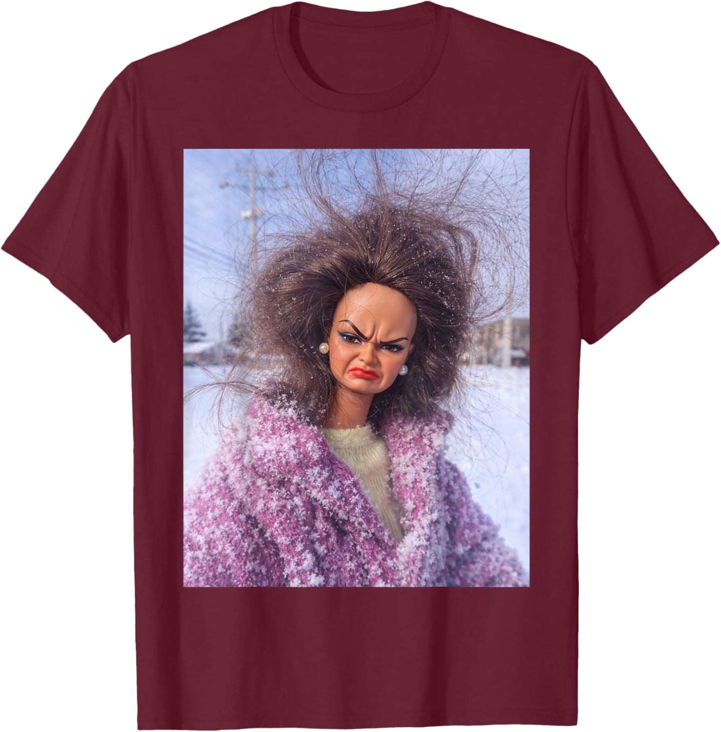 Disgusted Face Meme Doll Babe X Only Cute Baby Love Fans T-Shirt - T-Shirt | Maroon