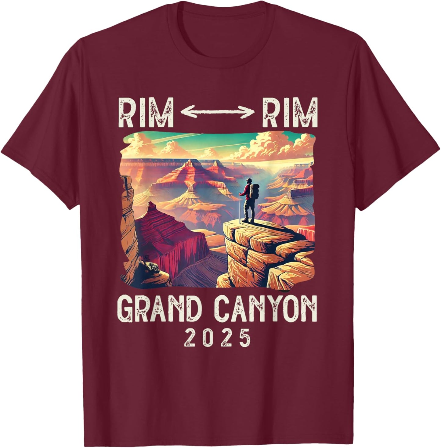 Rim Rim Grand Canyon, I Hiked The Grand Canyon 2025 Vintage T-Shirt - T-Shirt | Maroon
