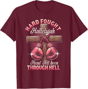 Hard Fought Heart Felt Bee Hallelujah Christian Boxing Faith T-Shirt - T-Shirt | Maroon