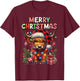 Merry Christmas Scottish Highland Cow Xmas Farm Animal Lover T-Shirt - T-Shirt | Maroon