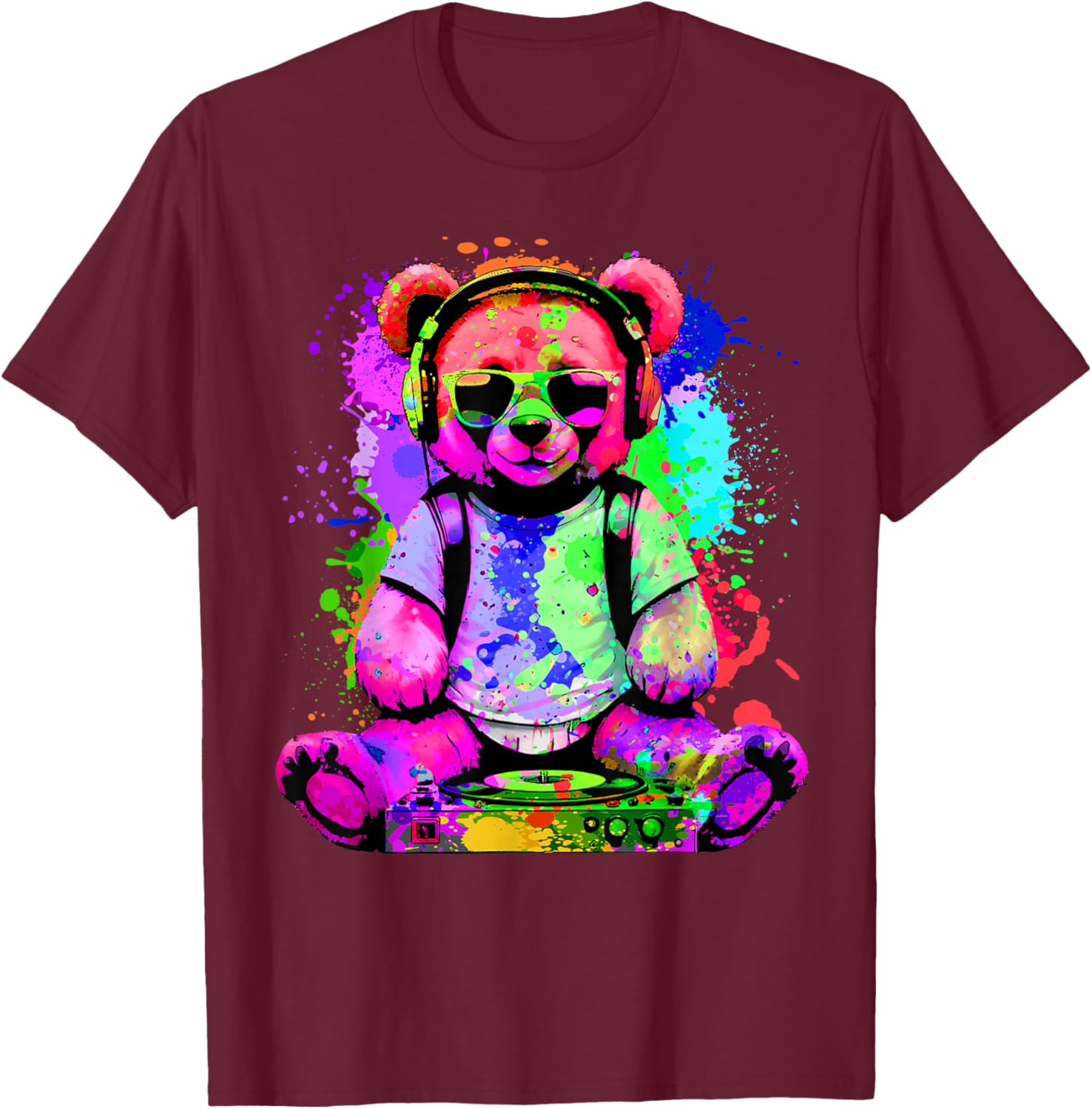 Techno House Party Outfit for EDM Festival Goa Electro Rave T-Shirt - T-Shirt | Maroon
