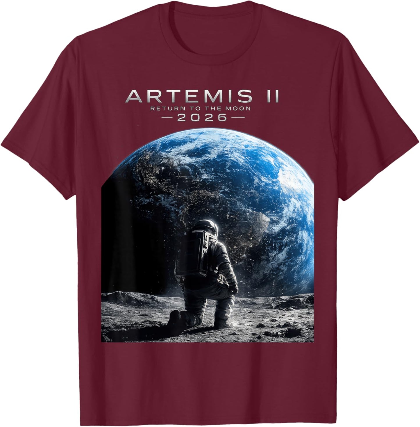 Artemis II Rocket Space Launch Back to The Moon Mission 2026 T-Shirt - T-Shirt | Maroon