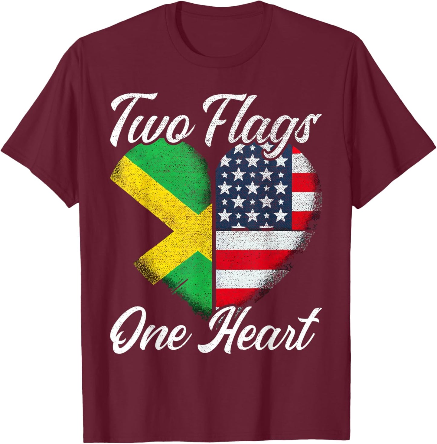 Half Jamaican Half American USA Flag Jamaica America T-Shirt - T-Shirt | Maroon