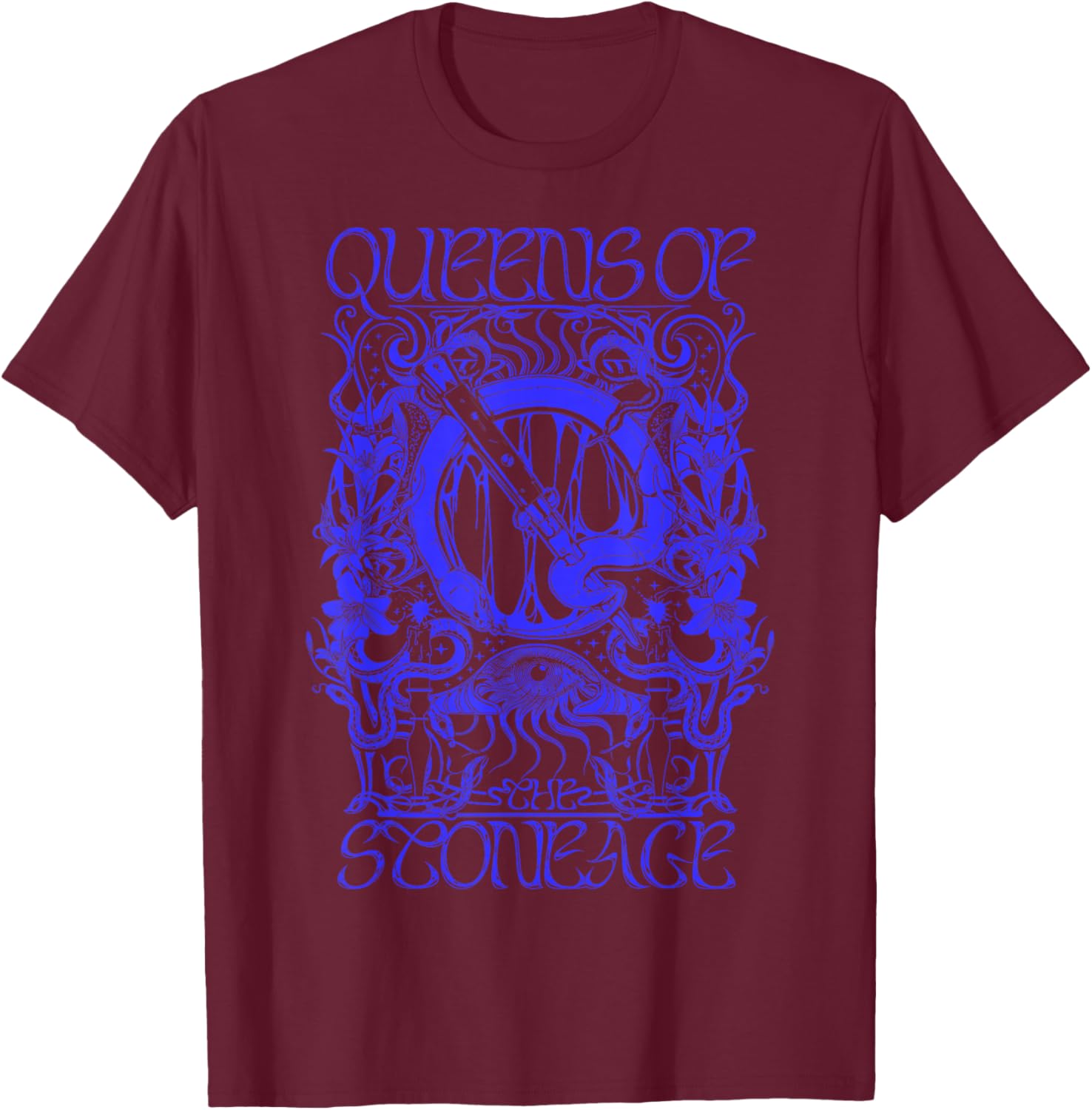 Official Queens of The Stone Age Illustrated T-Shirt - T-Shirt | Maroon