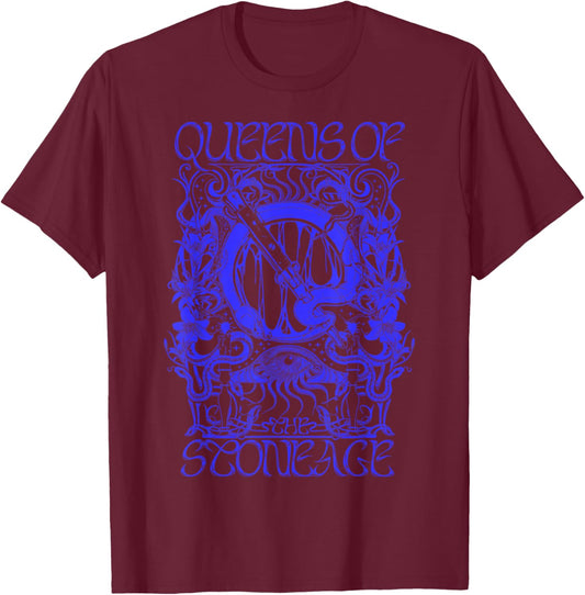 Official Queens of The Stone Age Illustrated T-Shirt - T-Shirt | Maroon