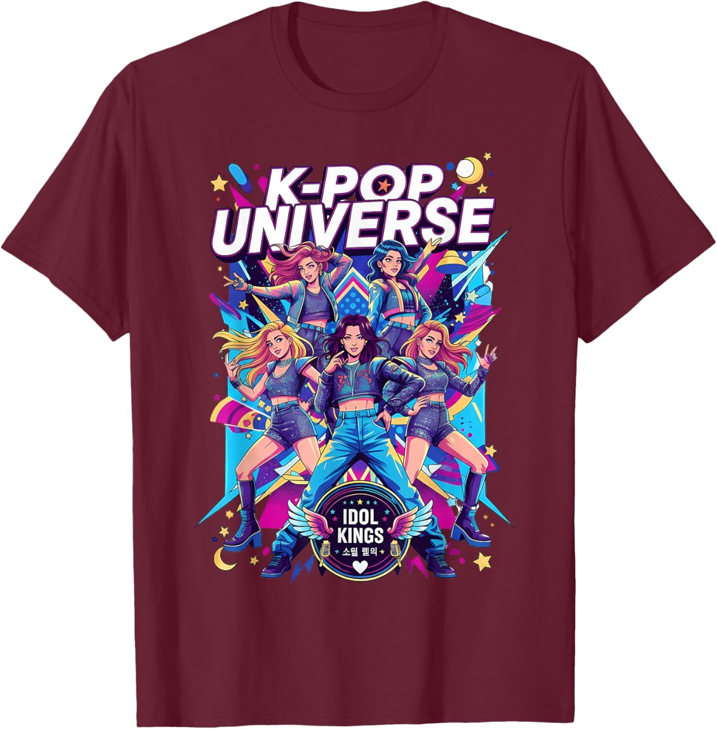 K-Pop Universe Idol Kings Vibrant Pop Dream T-Shirt - T-Shirt | Maroon