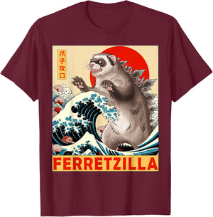 Ferret Japanese Art Funny Ferret Gifts Women Kids T-Shirt - T-Shirt | Maroon