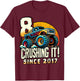 Birthday Monster Truck 8 year Old Boys 8th Party Born 2017 T-Shirt - T-Shirt | Maroon