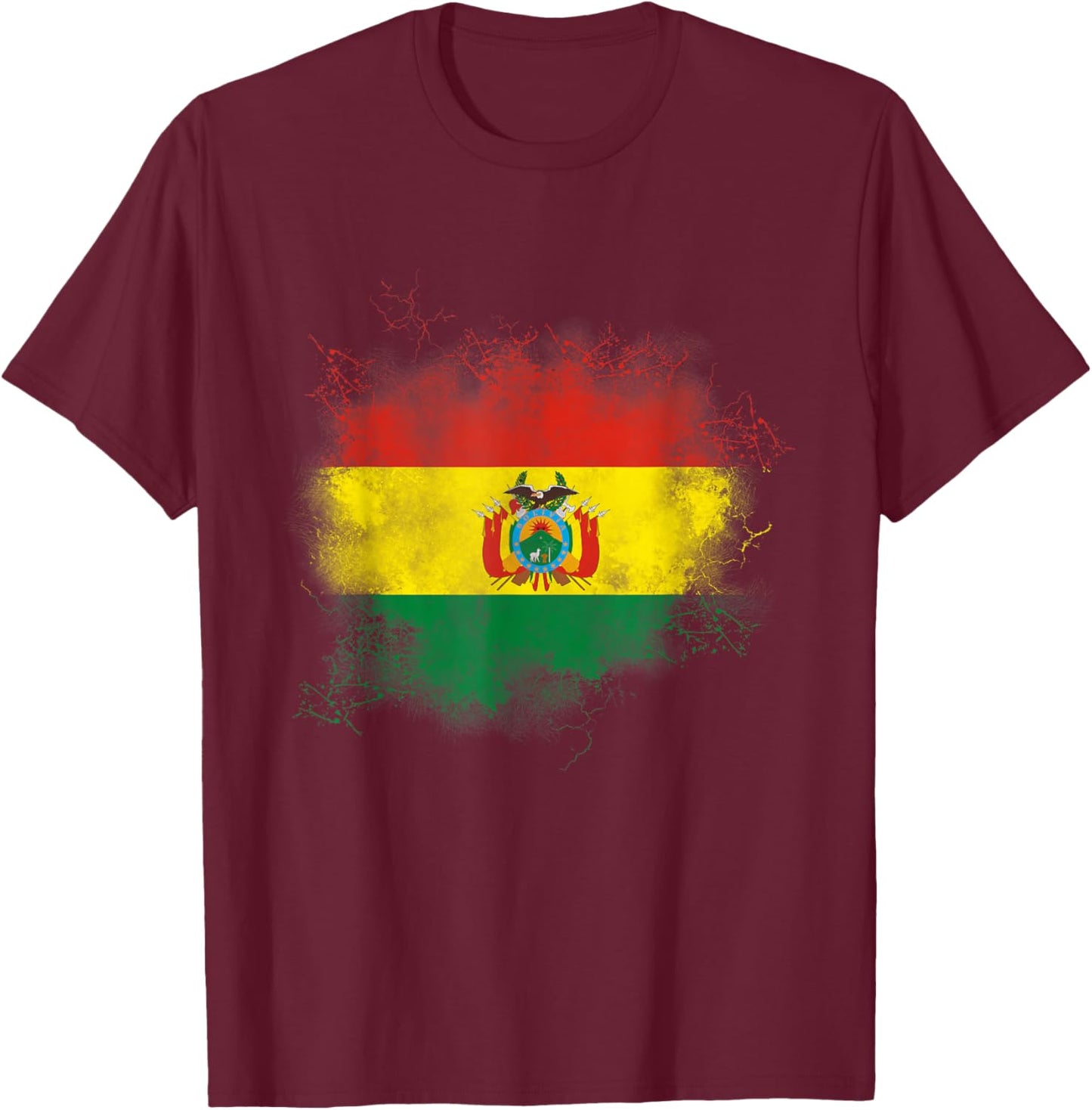 Bolivie, Drapeau de la Bolivie, Drapeau de la Bolivie T-Shirt - T-Shirt | Maroon