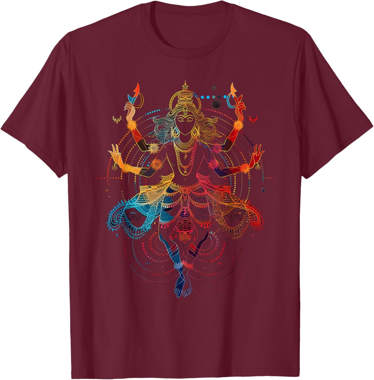 Shiva spiritual hindu god tandava dance yoga meditation T-Shirt - T-Shirt | Maroon