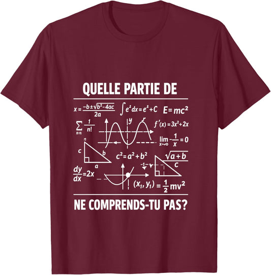 Prof De Maths Humour Cadeau Mathématicien Drôle Manche Longue T-Shirt - T-Shirt | Maroon