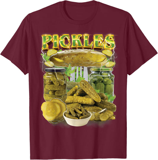 Funny Pickles Bootleg Rap 90s Vintage National Pickle Day T-Shirt - T-Shirt | Maroon