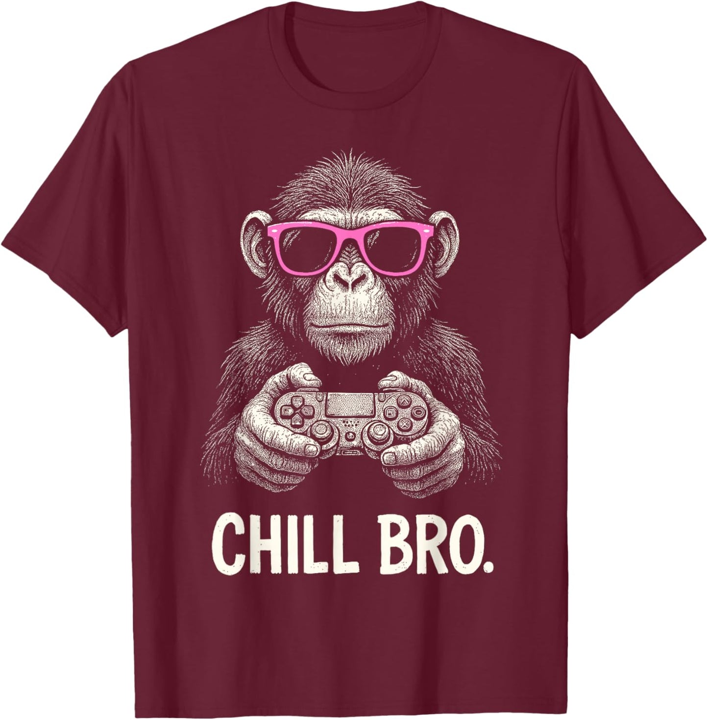 Chill Bro Cooler AFFE mit Sonnenbrille Gamer Geschenk Lustig T-Shirt - T-Shirt | Maroon
