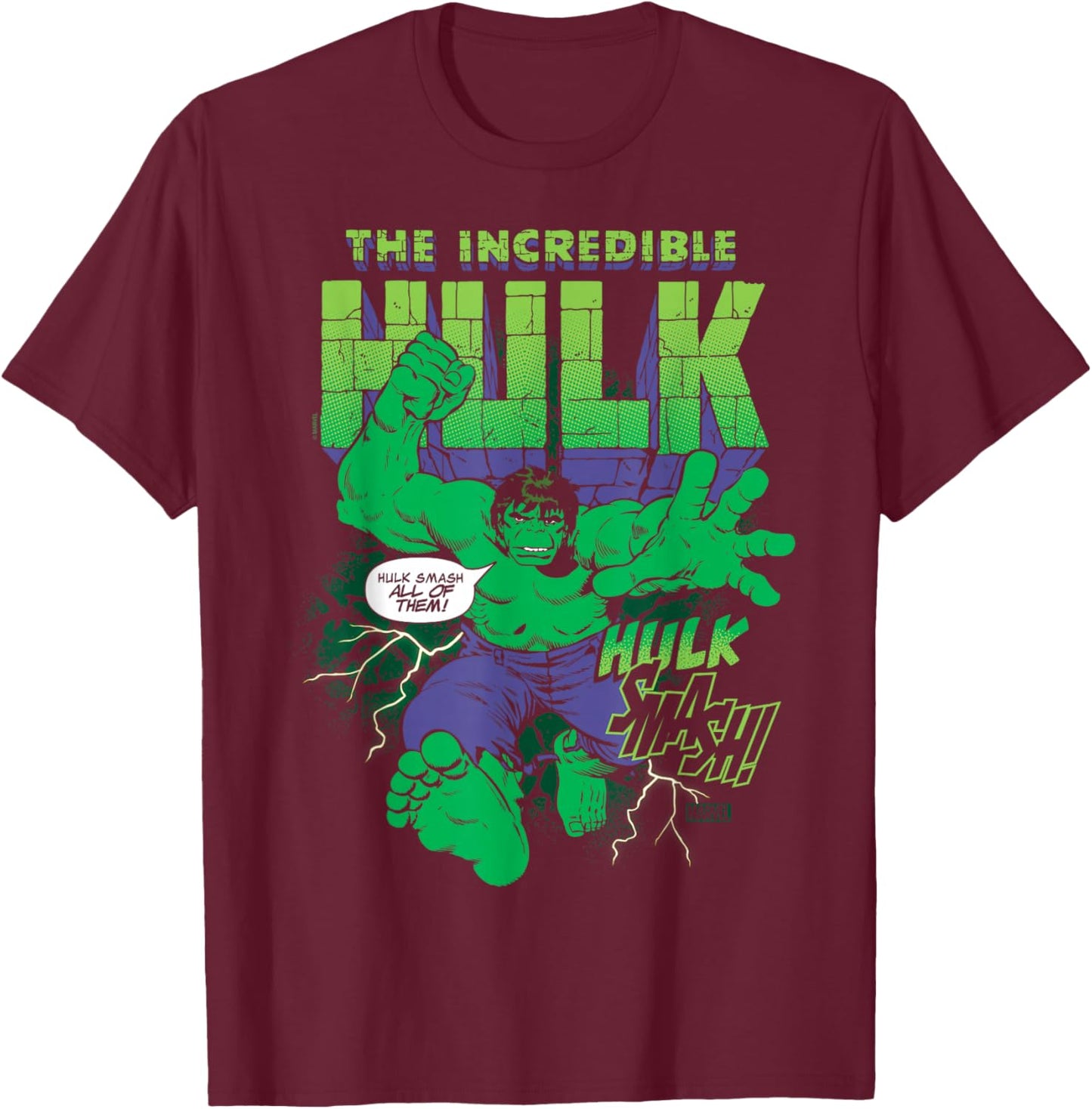 The Incredible Hulk - Hulk Wrestling - Smash All of Them T-Shirt - T-Shirt | Maroon