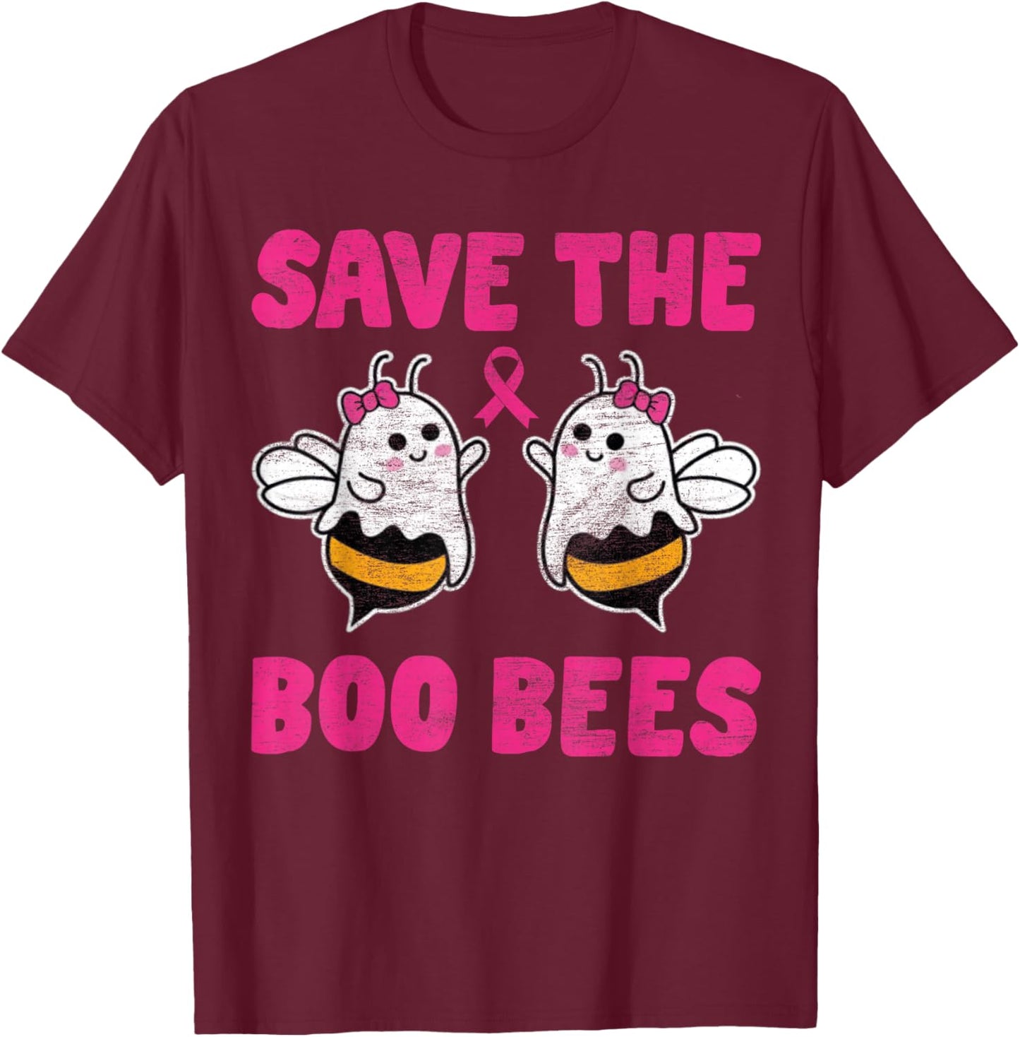Save The Boo bees Breast Cancer Awareness Halloween Women T-Shirt - T-Shirt | Maroon