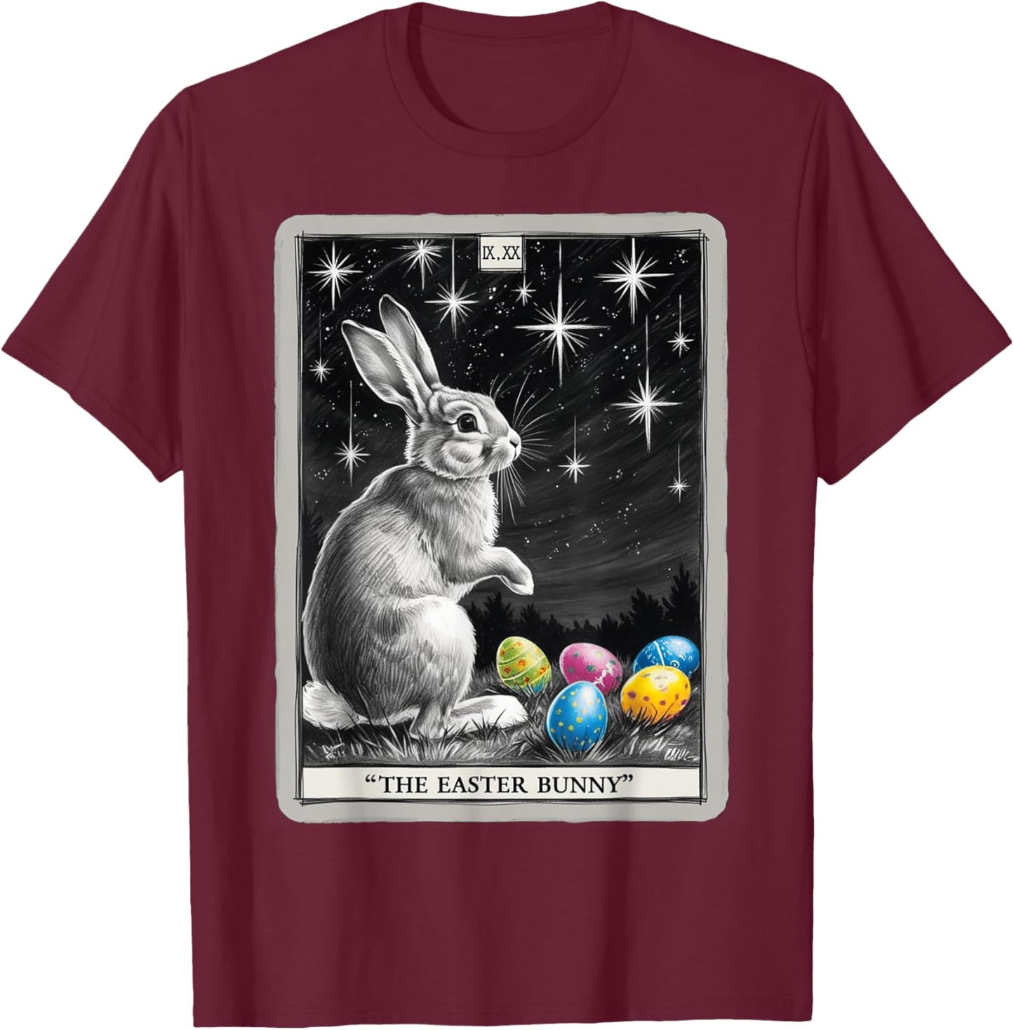 Tarot Card Happy Easter Bunny Spring Easter Egg Easter Day T-Shirt - T-Shirt | Maroon