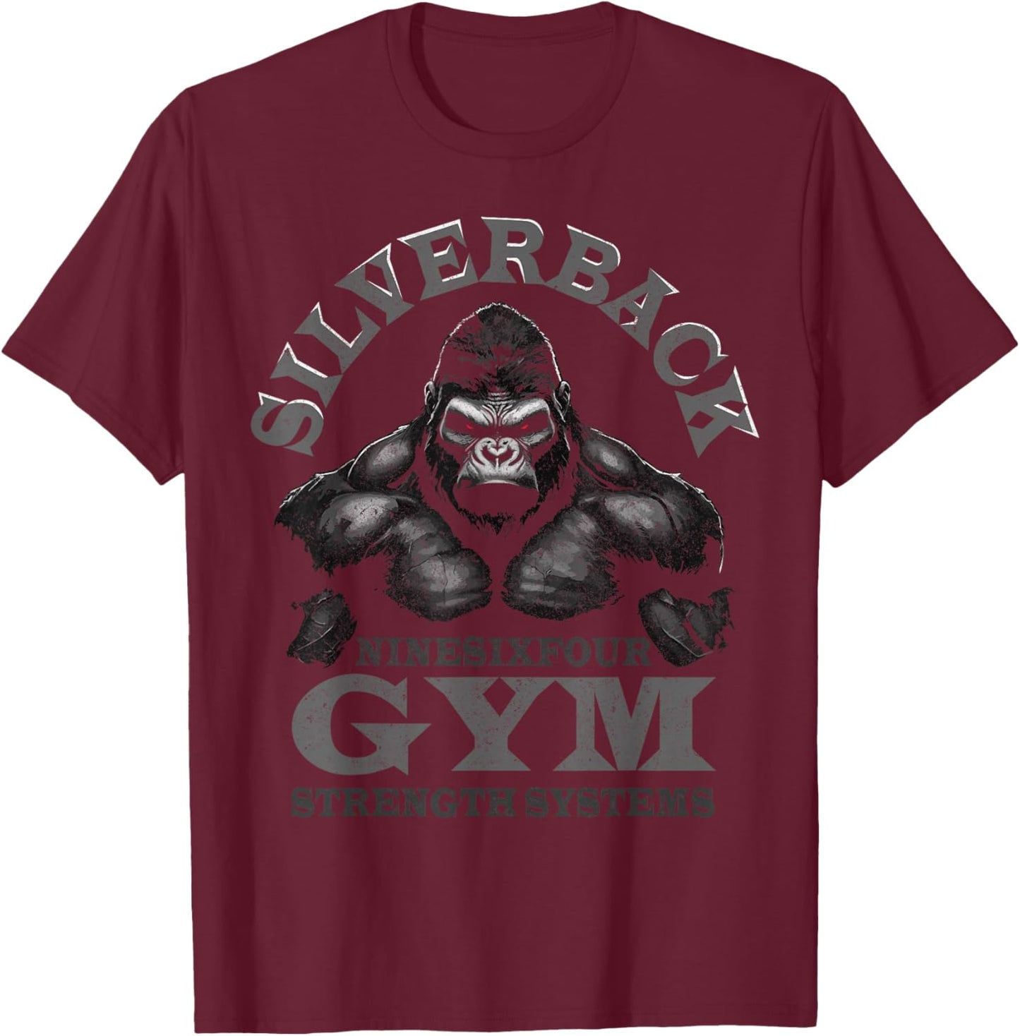 96.4% Silverback Gym Clothing Body Building Strongman T-Shirt - T-Shirt | Maroon