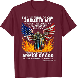 Warrior of God Armor of God Christian Bible Verse Faith T-Shirt - T-Shirt | Maroon
