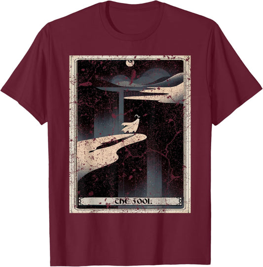 The Fool Tarot Card Black T-Shirt - T-Shirt | Maroon