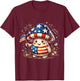 Fourth of July Patriotic American Flag Mushrooms T-Shirt - T-Shirt | Maroon