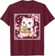 Kawaii Cat Ramen Anime Japanese Cherry Blossom Women Girls T-Shirt - T-Shirt | Maroon