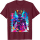 Cyberpunk Neon Samurai Japanese Art T-Shirt - T-Shirt | Maroon