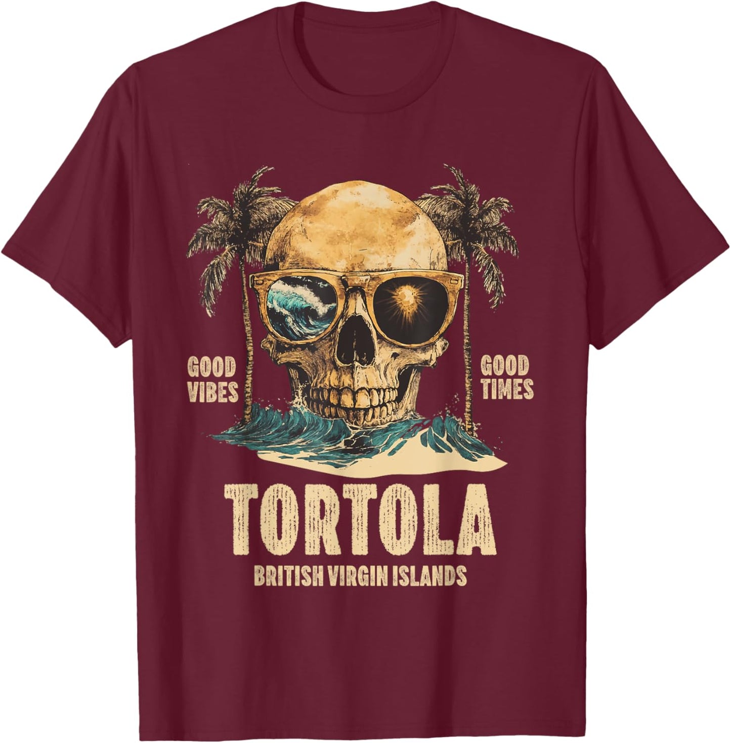 Tortola B.V.I British Virgin Islands Souvenir Vacation T-Shirt - T-Shirt | Maroon