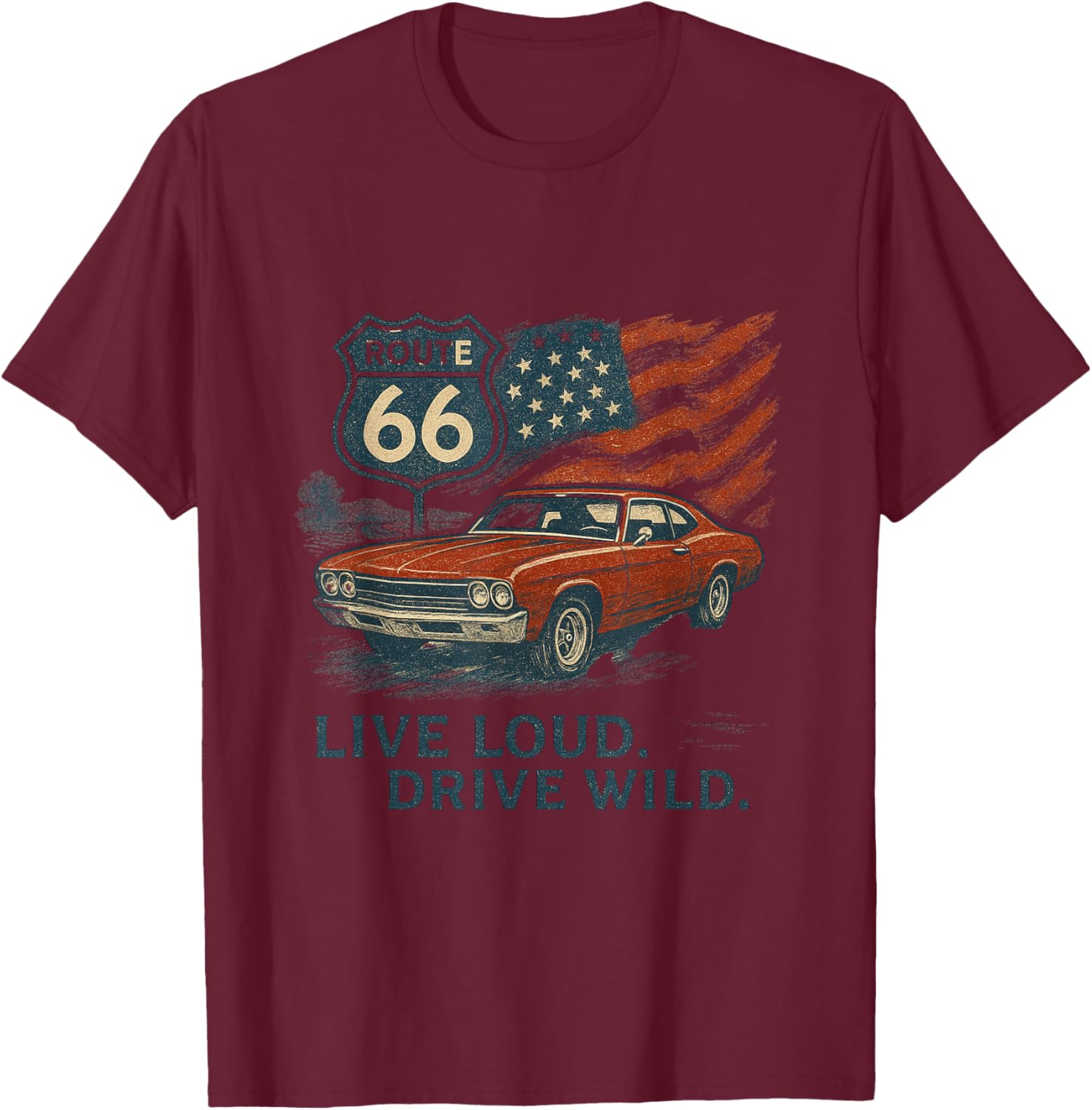 Route 66 Lauter Wildritt T-Shirt - T-Shirt | Maroon