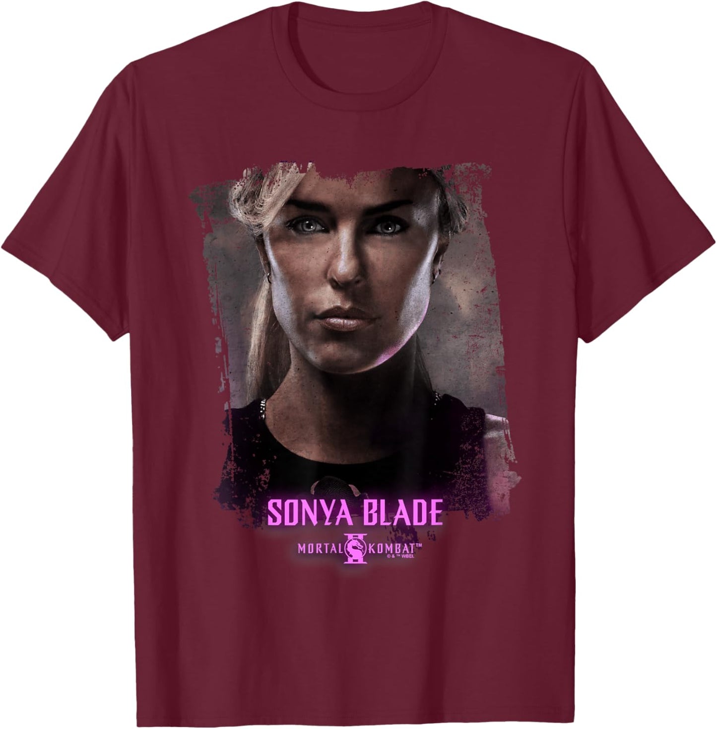 Mortal Kombat 2 Sonya Blade Portrait T-Shirt - T-Shirt | Maroon