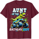 Aunt of the Birthday Boy Monster Truck Dinosaur Party T Rex T-Shirt - T-Shirt | Maroon