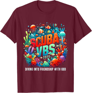 VBS 2025 Scuba Diving Into Friendship With God T-Shirt - T-Shirt | Maroon