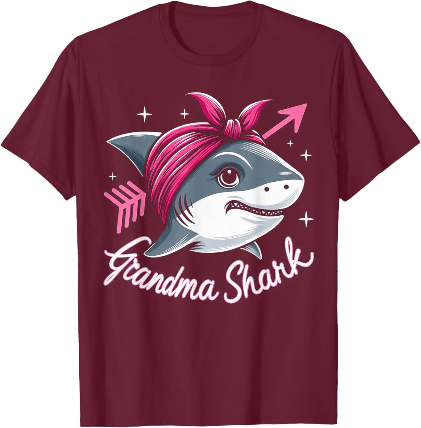 Grandma Shark Funny Shark Matching Family T-Shirt - T-Shirt | Maroon