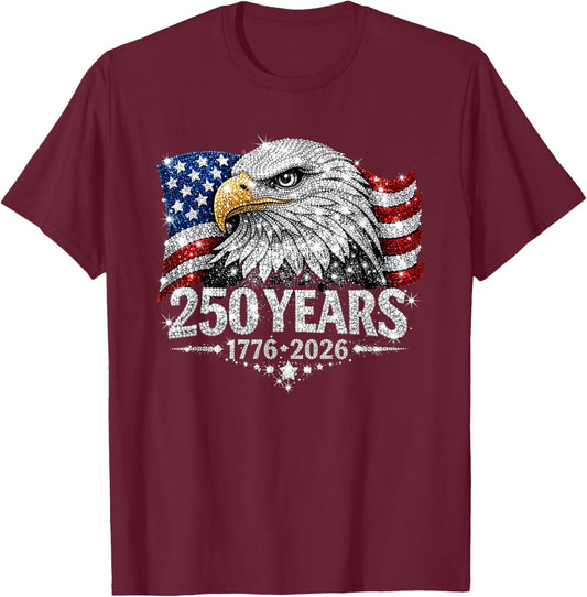 Patriotic America Women Men 250th Anniversary USA T-Shirt - T-Shirt | Maroon