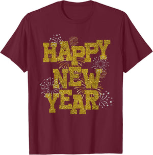 New Years Eve Party Supplies 2026 Happy New Year Fireworks T-Shirt - T-Shirt | Maroon