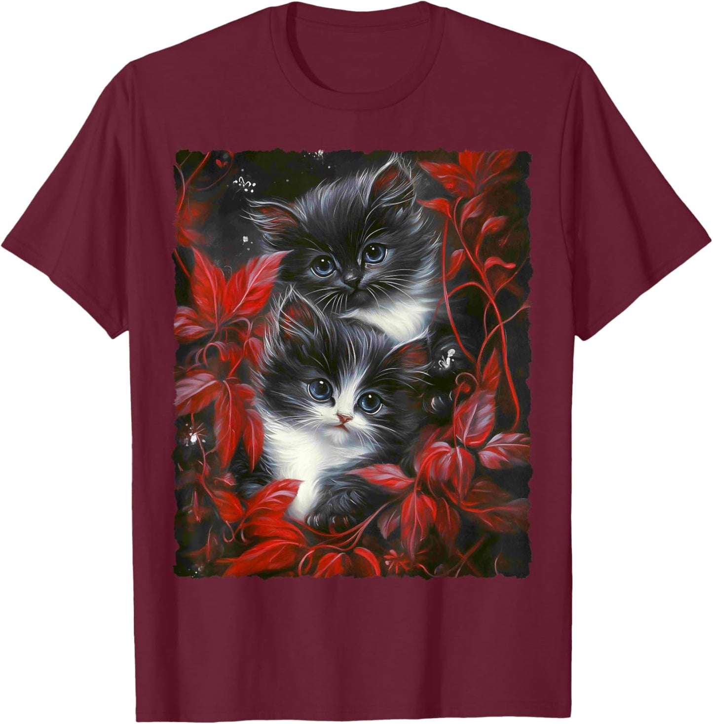 Cute Magical Cat Kitten Fantasy Art Design T-Shirt - T-Shirt | Maroon