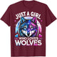 Just a Girl Who Loves Wolves Galaxy Space Funny Wolf T-Shirt - T-Shirt | Maroon