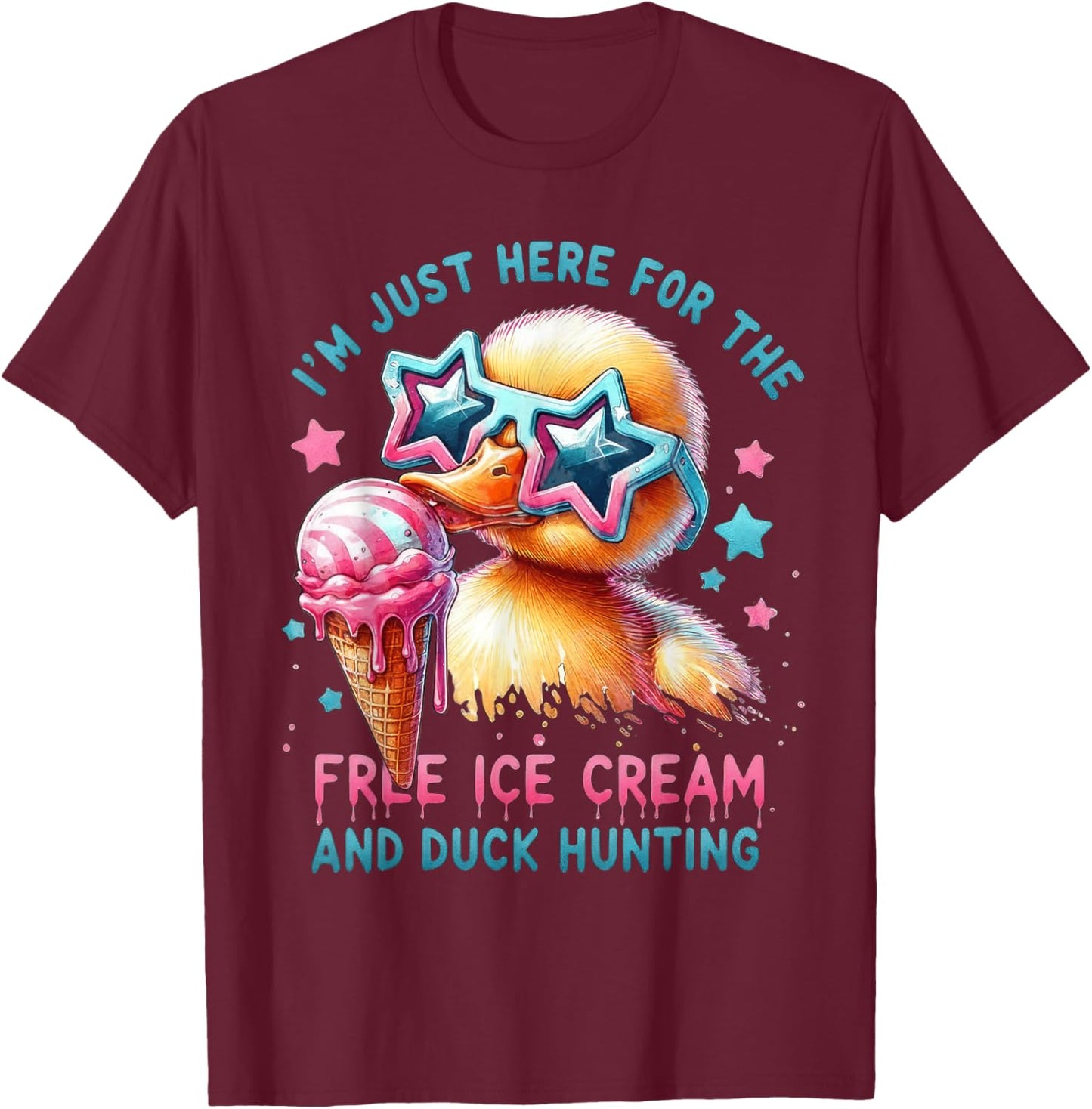 Funny Cruise Duck Ice Cream Humor Vacation T-Shirt - T-Shirt | Maroon