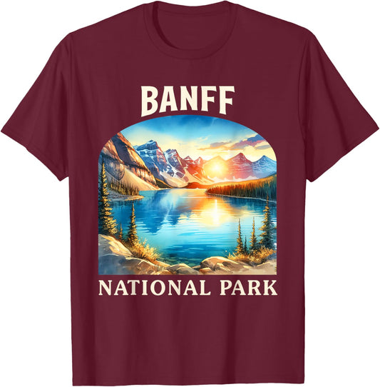 Banff National Park Canada Travel Nature Exploring Trip T-Shirt - T-Shirt | Maroon