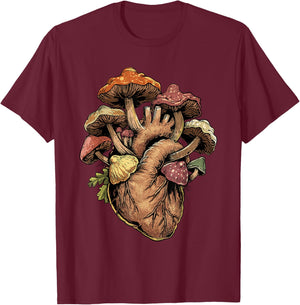 Mushroom Shirt Anatomical Heart Morel Love Mushroom Hunter T-Shirt - T-Shirt | Maroon