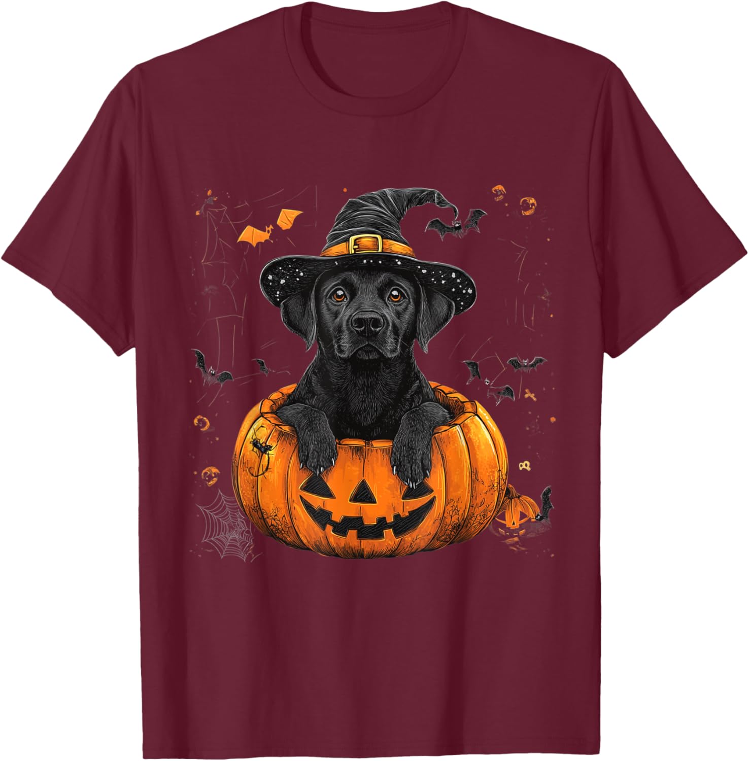 Black Lab Labrador Pumpkin Halloween Thanksgiving Men Women T-Shirt - T-Shirt | Maroon