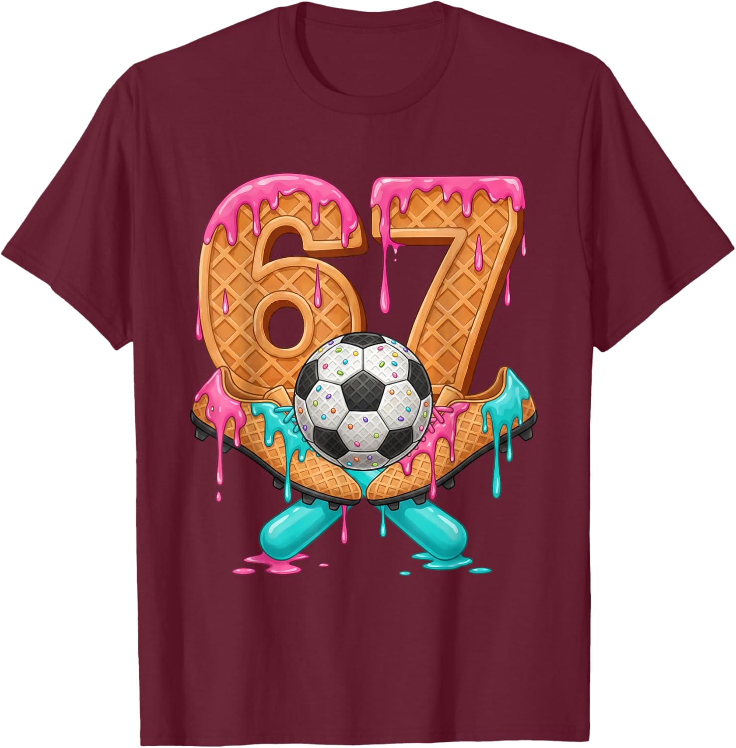 Funny 67 Soccer Drip Number 67 Soccer T-Shirt - T-Shirt | Maroon