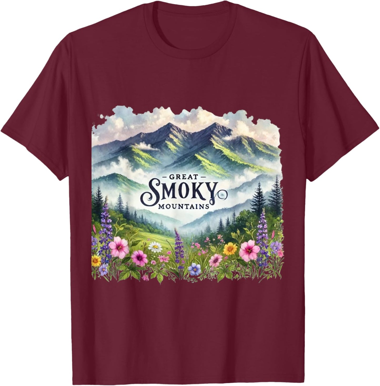 Great Smoky Mountains Spring T-Shirt - T-Shirt | Maroon