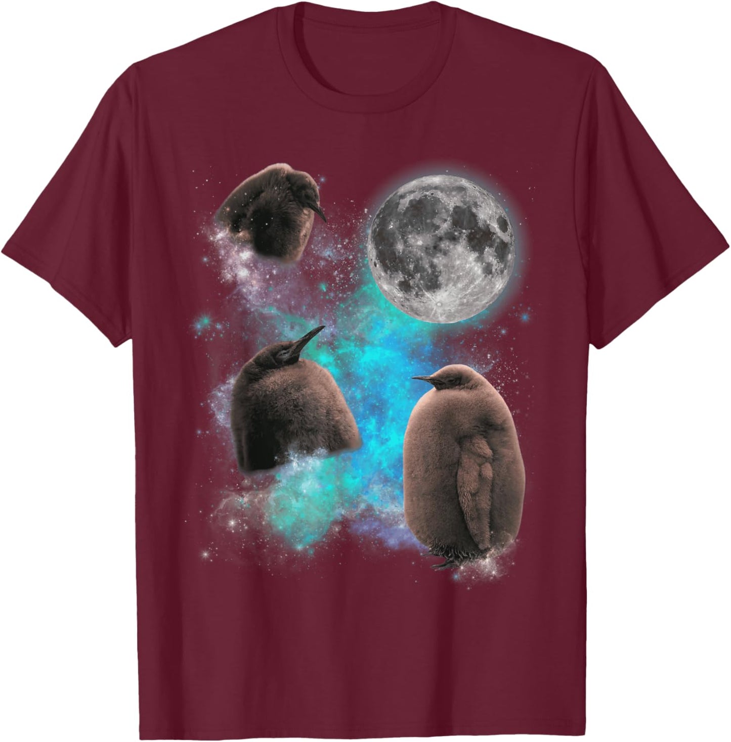 Three Pesto Penguin Moon Funny Pesto Penguin T-Shirt - T-Shirt | Maroon