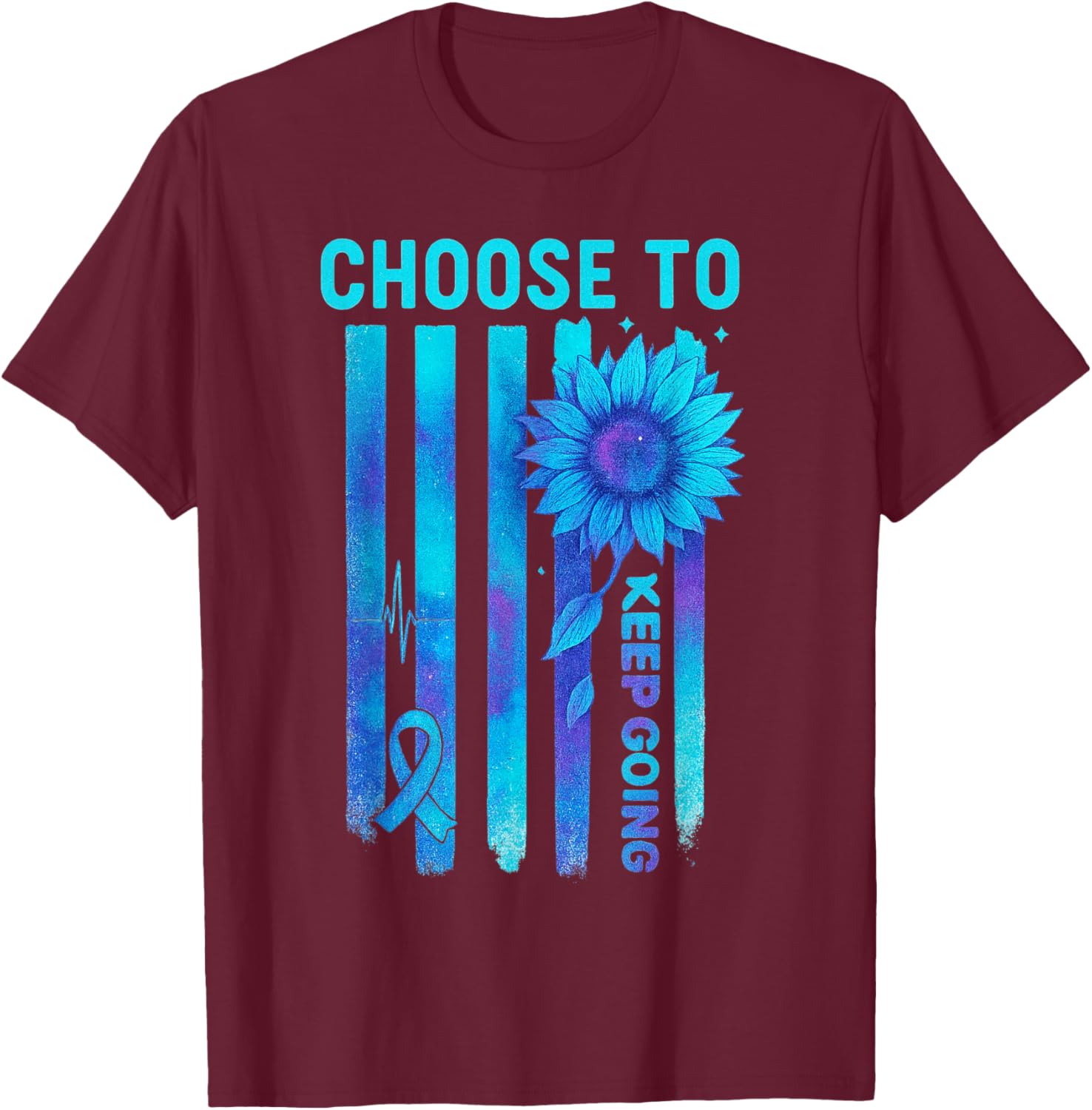 Choose to Keep Going US Flag Suicide Awareness Quote T-Shirt - T-Shirt | Maroon