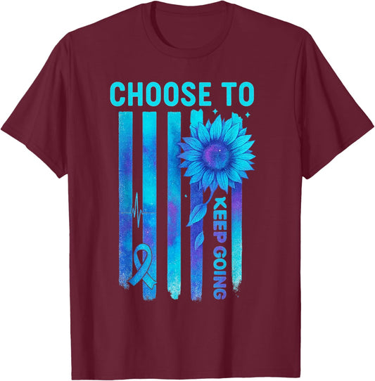 Choose to Keep Going US Flag Suicide Awareness Quote T-Shirt - T-Shirt | Maroon