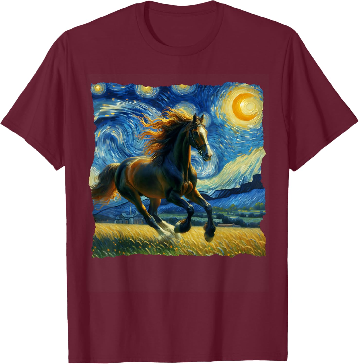 Trakehner Starry Night Trakehner Horse T-Shirt - T-Shirt | Maroon